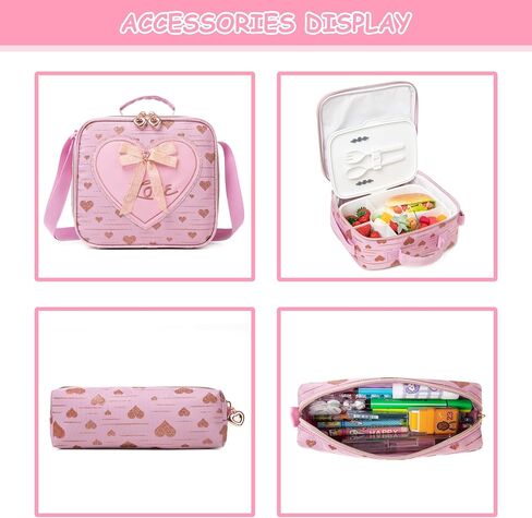 Rolling Backpack for Girls Backpack with Wheels Cute Pink Kids Suitcase for Girls with Lunch Box Set Kids Carry on Luggage with Wheels Kids Rolling Suitcase Back to School Supplies in Saudi Arabia