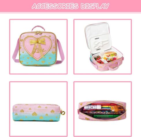 Rolling Backpack for Girls Backpack with Wheels Cute Pink Kids Suitcase for Girls with Lunch Box Set Kids Carry on Luggage with Wheels Kids Rolling Suitcase Back to School Supplies in Saudi Arabia