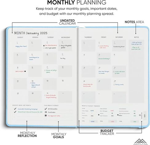 مخطط 2024 8.5 x 11 Pro Max - مخطط غير مؤرخ 2024-2024 تقويم 12 شهرًا ومخطط يومي 2024-2025 - بني - A4 - متجر الإنتاجية in Kuwait