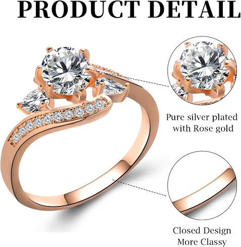 Women’s Engagement Wedding Ring, S925 Sterling Silver, 1 Carat High-Carbon Diamond, 14K White Gold Plated, Unique Promise Ring in Saudi Arabia