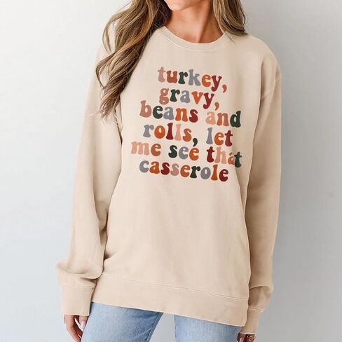 CM C&M WODRO Women Thanksgiving Sweatshirt Funny Turkey Letter Print Crewneck Pullover Long Sleeve Tops Casual Fall Clothes in Saudi Arabia