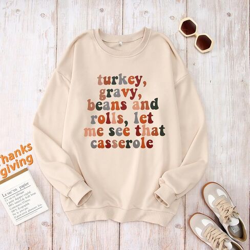 CM C&M WODRO Women Thanksgiving Sweatshirt Funny Turkey Letter Print Crewneck Pullover Long Sleeve Tops Casual Fall Clothes in Saudi Arabia
