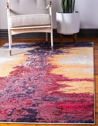 مجموعة Loom Estrella Collection الفريدة من نوعها، ريفي، حديث، متدرج، سجادة منطقة متعثرة، 5' 1" × 8' 0"، وردي/أزرق داكن in Saudi Arabia