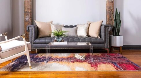 مجموعة Loom Estrella Collection الفريدة من نوعها، ريفي، حديث، متدرج، سجادة منطقة متعثرة، 5' 1" × 8' 0"، وردي/أزرق داكن in Saudi Arabia