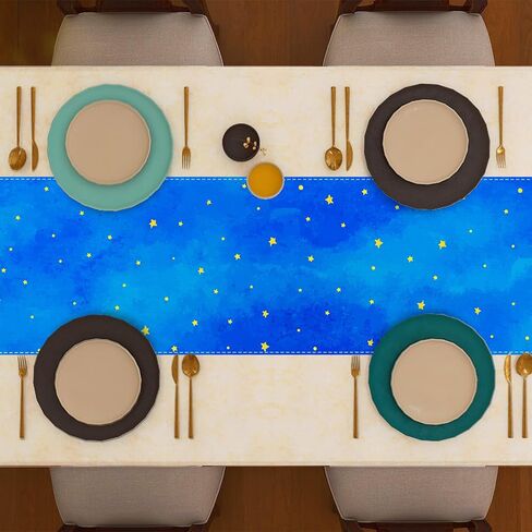 الكتان الأزرق عيد الميلاد مشهد المهد الجدول عداء ليلة المقدسة ديكور ميلاد يسوع عيد الميلاد الدينية مدير مشهد الزينة واللوازم 13x72 بوصة in Kuwait