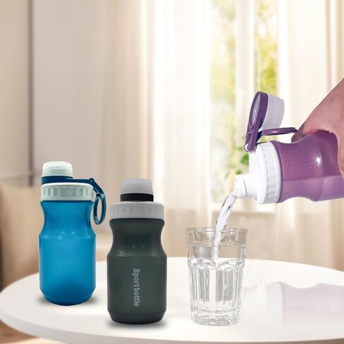 زجاجات مياه للأطفال 13oz بلاستيكية قابلة لإعادة الاستخدام مانعة للتسرب، خالية من مادة BPA، فم كبير، زجاجات للشرب، زجاجات مياه صغيرة، زجاجات مياه خفيفة الوزن، زجاجة مياه للمدرسة، ركوب الدراجات (رمادي) in Saudi Arabia