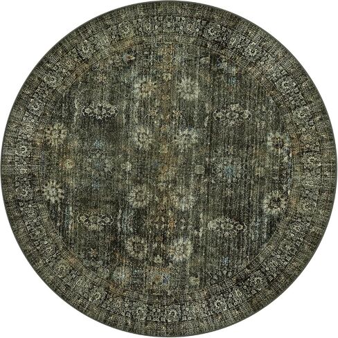 Green Washable Rugs 5x7 Living Room Rug Non Slip Rugs for Bedroom,Traditional Border Vintage Foldable Stain Resistant Low Pile Indoor Throw Carpet for Home Office Dining Table,Green/Grey in Saudi Arabia