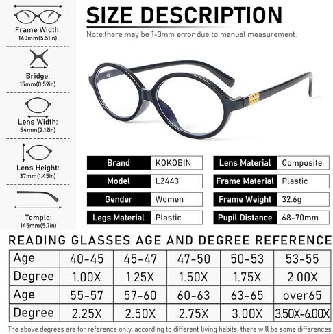 KoKoBin 5 Pack Small Round Reading Glasses for Women and Men Blue Light Blocking Comfortable Readers in Kuwait