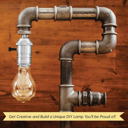 DIY Lamp Wiring Kit, Antique Brass Socket & 12FT Brown Cord (1 Pack), For Making & Fixing Table or Floor Lamps, Repair & Rewire Vintage Lighting Fixtures, Complete Hardware Set in Saudi Arabia