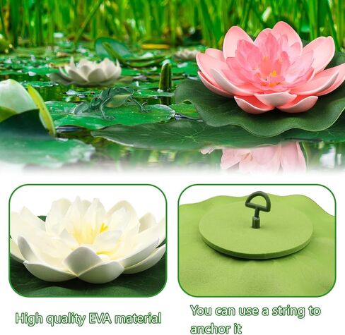 16 Pcs Artificial Floating Lotus Flower, Artificial Pond Plants Fake Lily Pads Small Fake Lily Pads for Pond Artificial Floating Foam Lotus Flowers for Wedding Floating Pool Pond Decoration in Saudi Arabia