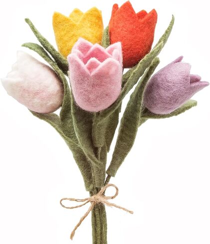 Glaciart One Felt Flowers Artificial Bouquet - 12 pcs|Reusable, Washable and Essential Oil Ready Multi Color Artificial Flowers w/Bendable Wire Stem |Great as Gift and Home or Event Decorations in Kuwait