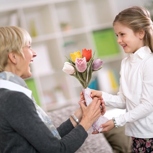 Glaciart One Felt Flowers Artificial Bouquet - 12 pcs|Reusable, Washable and Essential Oil Ready Multi Color Artificial Flowers w/Bendable Wire Stem |Great as Gift and Home or Event Decorations in Kuwait