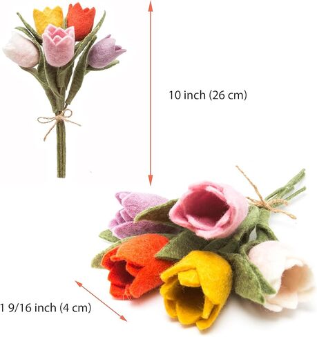 Glaciart One Felt Flowers Artificial Bouquet - 12 pcs|Reusable, Washable and Essential Oil Ready Multi Color Artificial Flowers w/Bendable Wire Stem |Great as Gift and Home or Event Decorations in Kuwait