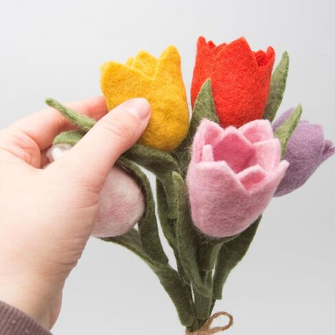 Glaciart One Felt Flowers Artificial Bouquet - 12 pcs|Reusable, Washable and Essential Oil Ready Multi Color Artificial Flowers w/Bendable Wire Stem |Great as Gift and Home or Event Decorations in Kuwait