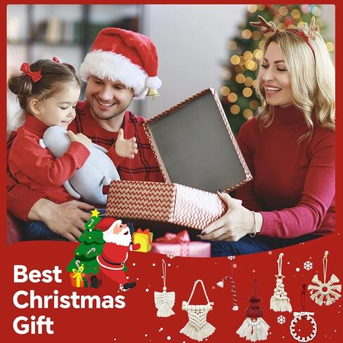 7 قطع من زخارف شجرة عيد الميلاد من OurWarm، طقم مكرامية معلقة لتزيين شجرة عيد الميلاد، رقاقات الثلج سانتا كلوز حلوى قصب مكرامية ديكور بوهو لعيد الميلاد لتزيين شجرة عيد الميلاد in Kuwait