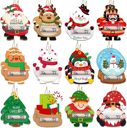 24 Set Christmas Money Holder for Cash Gift Christmas Money Cash Gift Lip Balm Cash Pouch with Double Sided Tape Christmas Money Card Hanging Ornament for Christmas Idea Decor in Saudi Arabia