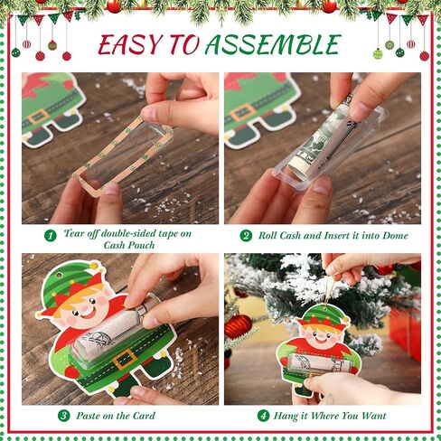24 Set Christmas Money Holder for Cash Gift Christmas Money Cash Gift Lip Balm Cash Pouch with Double Sided Tape Christmas Money Card Hanging Ornament for Christmas Idea Decor in Saudi Arabia