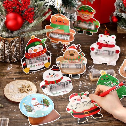 24 Set Christmas Money Holder for Cash Gift Christmas Money Cash Gift Lip Balm Cash Pouch with Double Sided Tape Christmas Money Card Hanging Ornament for Christmas Idea Decor in Saudi Arabia