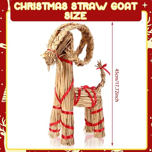 Christmas Straw Goat Scandinavian Christmas Straw Ornaments Goat Yule Goat Straw Ornament Swedish for Xmas Home Outdoor Birthday Party Interior Decoration Holiday (11.8 Inch) in Saudi Arabia