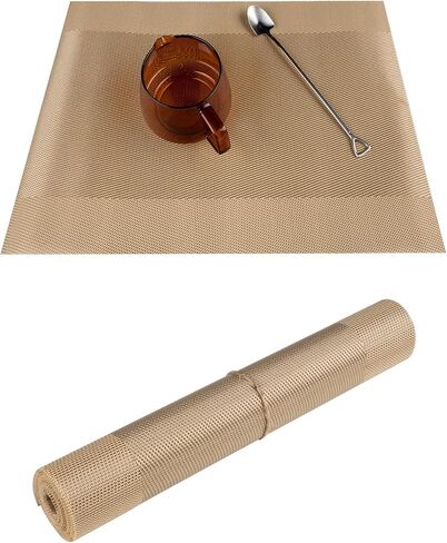 Vagasi Gold Table Runner 12 x 71 Inch Heat Resistant Washable Rectangle PVC Bamboo-Like Woven Vinyl Table Decoration for Dining Office Kitchen in Saudi Arabia
