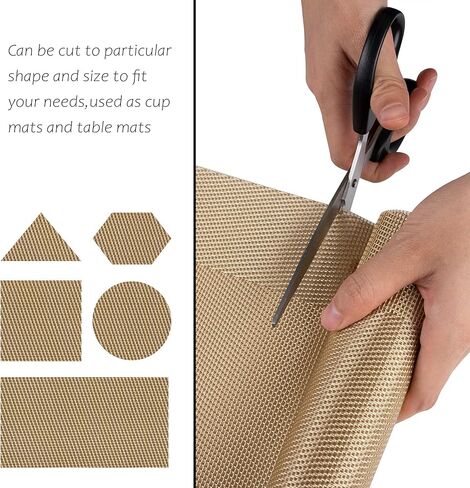 Vagasi Gold Table Runner 12 x 71 Inch Heat Resistant Washable Rectangle PVC Bamboo-Like Woven Vinyl Table Decoration for Dining Office Kitchen in Saudi Arabia