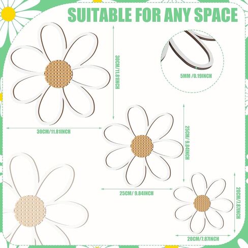 Thyle 6 Pcs Daisy Wall Decor Wooden Daisy Wall Art Flowers Wall Signs Hanging Plaque for Home Nursery Bedroom Farmhouse Bathroom Decorations Housewarming Gifts (Pastel Color) in Saudi Arabia