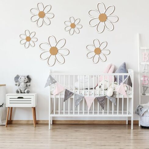 Thyle 6 Pcs Daisy Wall Decor Wooden Daisy Wall Art Flowers Wall Signs Hanging Plaque for Home Nursery Bedroom Farmhouse Bathroom Decorations Housewarming Gifts (Pastel Color) in Saudi Arabia