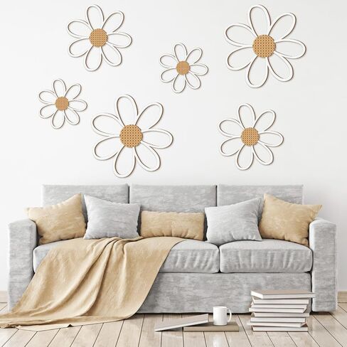 Thyle 6 Pcs Daisy Wall Decor Wooden Daisy Wall Art Flowers Wall Signs Hanging Plaque for Home Nursery Bedroom Farmhouse Bathroom Decorations Housewarming Gifts (Pastel Color) in Saudi Arabia