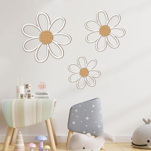 Thyle 6 Pcs Daisy Wall Decor Wooden Daisy Wall Art Flowers Wall Signs Hanging Plaque for Home Nursery Bedroom Farmhouse Bathroom Decorations Housewarming Gifts (Pastel Color) in Saudi Arabia