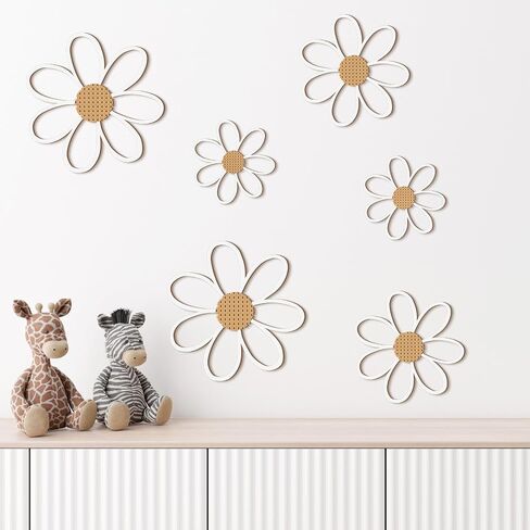 Thyle 6 Pcs Daisy Wall Decor Wooden Daisy Wall Art Flowers Wall Signs Hanging Plaque for Home Nursery Bedroom Farmhouse Bathroom Decorations Housewarming Gifts (Pastel Color) in Saudi Arabia