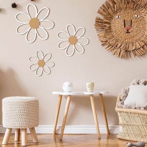 Thyle 6 Pcs Daisy Wall Decor Wooden Daisy Wall Art Flowers Wall Signs Hanging Plaque for Home Nursery Bedroom Farmhouse Bathroom Decorations Housewarming Gifts (Pastel Color) in Saudi Arabia