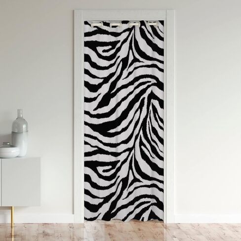 ستارة باب مخططة من Castle Fairy Zebra للشباب البالغين، ستارة تعتيم مطبوعة على شكل جلد حيوان أبيض وأسود مقاس 34 بوصة عرض × 80 بوصة طول، باب خزانة ملابس حيوانات الحياة البرية الأفريقية in Kuwait