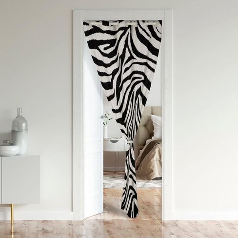 ستارة باب مخططة من Castle Fairy Zebra للشباب البالغين، ستارة تعتيم مطبوعة على شكل جلد حيوان أبيض وأسود مقاس 34 بوصة عرض × 80 بوصة طول، باب خزانة ملابس حيوانات الحياة البرية الأفريقية in Kuwait