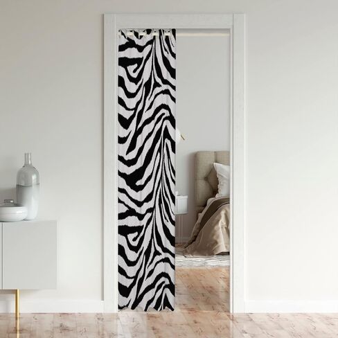ستارة باب مخططة من Castle Fairy Zebra للشباب البالغين، ستارة تعتيم مطبوعة على شكل جلد حيوان أبيض وأسود مقاس 34 بوصة عرض × 80 بوصة طول، باب خزانة ملابس حيوانات الحياة البرية الأفريقية in Kuwait