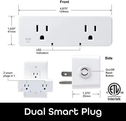 قابس ذكي مزدوج من Geeni Switch Duo، أبيض، 2 منافذ - لا يوجد محور متوافق مع Alexa وGoogle Assistant، يتطلب شبكة Wi-Fi بسرعة 2.4 جيجا هرتز in Kuwait