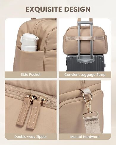 حقيبة سفر من القماش الخشن من LOVEVOOK، حقيبة رياضية للنساء مع حجرة للأحذية، حقائب حمل لعطلة نهاية الأسبوع مع جيب مبلل للنساء، حقيبة منتفخة مقاومة للماء للتمرين في صالة الألعاب الرياضية in Kuwait