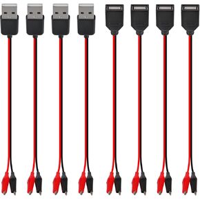 8PCS USB to Alligator Clip Adapter Cable Male Female USB to Alligator Clip Probe USB Cables with Alligator Clip for Circuit Test
