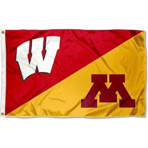 Wisconsin vs Minnesota House Divided 3x5 Flag Rivalry Banner