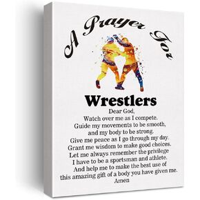 LEXSIVO a Wrestler's Prayer Canvas Home Wall Art Decor Wrestlers Gift Painting 12x15 Wrestling Professionals Poster Framed Ready to Hang