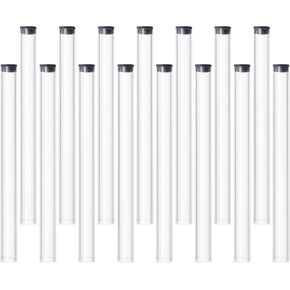 CHGCRAFT 15Pcs Clear Tube Acrylic Incense Storage Tube with Black lid for Incense Sticks Plastic Tube for Bath Salt Candy Bead Storage Party Decoration, 23.3x1.9cm