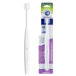 Brilliant Oral Care Adult Sensitive Toothbrush with Extra Soft Bristles, Round Head, and Gentle All-Around Clean for Tender Teeth and Gums, White, 1 Pack