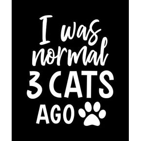I was Normal 3 Cats Ago Funny NOK Decal Vinyl Sticker |Cars Trucks Vans Walls Laptop|White|5.5 x 4.5 in|NOK1119