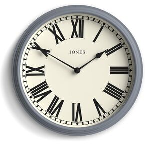 JONES CLOCKS® 'Hackney' Wall Clock – Classic Round Clock in Pale Cream, Perfect for The Kitchen, Living Room, Office or Bedroom, 30cm
