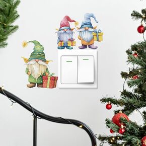 Removable 3 Pack Creative Christmas Switch Decals Santa Claus Gnome Door Frame Wall Decals Decorative Art Murals for Winter Xmas Living Room Bedroom Bathroom Kitchen Light Switch Snowman Decor Decals
