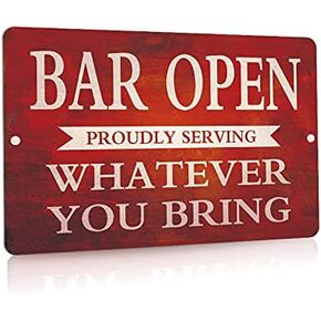Bar Open Metal Tin Sign Vintage Tin Sign for Bar Man Cave Funny Wall Decor 12 X 8 inches