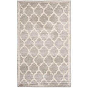 SAFAVIEH Amherst Collection Area Rug - 9' x 12', Light Grey & Ivory, Trellis Design, Non-Shedding & Easy Care, Ideal for High Traffic Areas in Living Room, Bedroom (AMT415B)