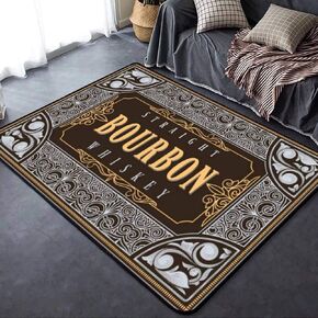 Bourbon Whiskey Ornate Vintage Decorative Label Stock Illustration Rugs Soft Non-Slip Indoor Outdoor Living Room Bedroom Kids Room Modern Home Decor Carpet Mat Yoga Mat Runner Rugs Doormat