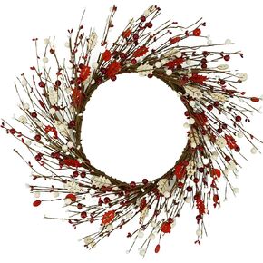 22 inch Artificial Christmas Wreath with Pine Cones and Needles for Indoor Outdoor Holiday Home Decor