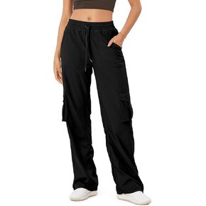 ODODOS Stretch Woven Relaxed Cargo Pants for Women Cinchable Hems Lightweight Casual Sweatpants with Pockets