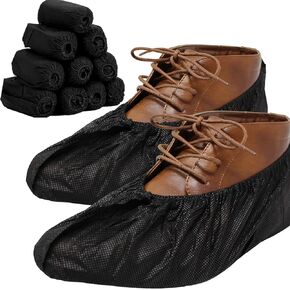 Shoe Covers - X Large Elastic Fit, Extra Thick, 100 Pack, Black Disposable Boot and Shoe Booties, Non Slip, Indoor Outdoor Use